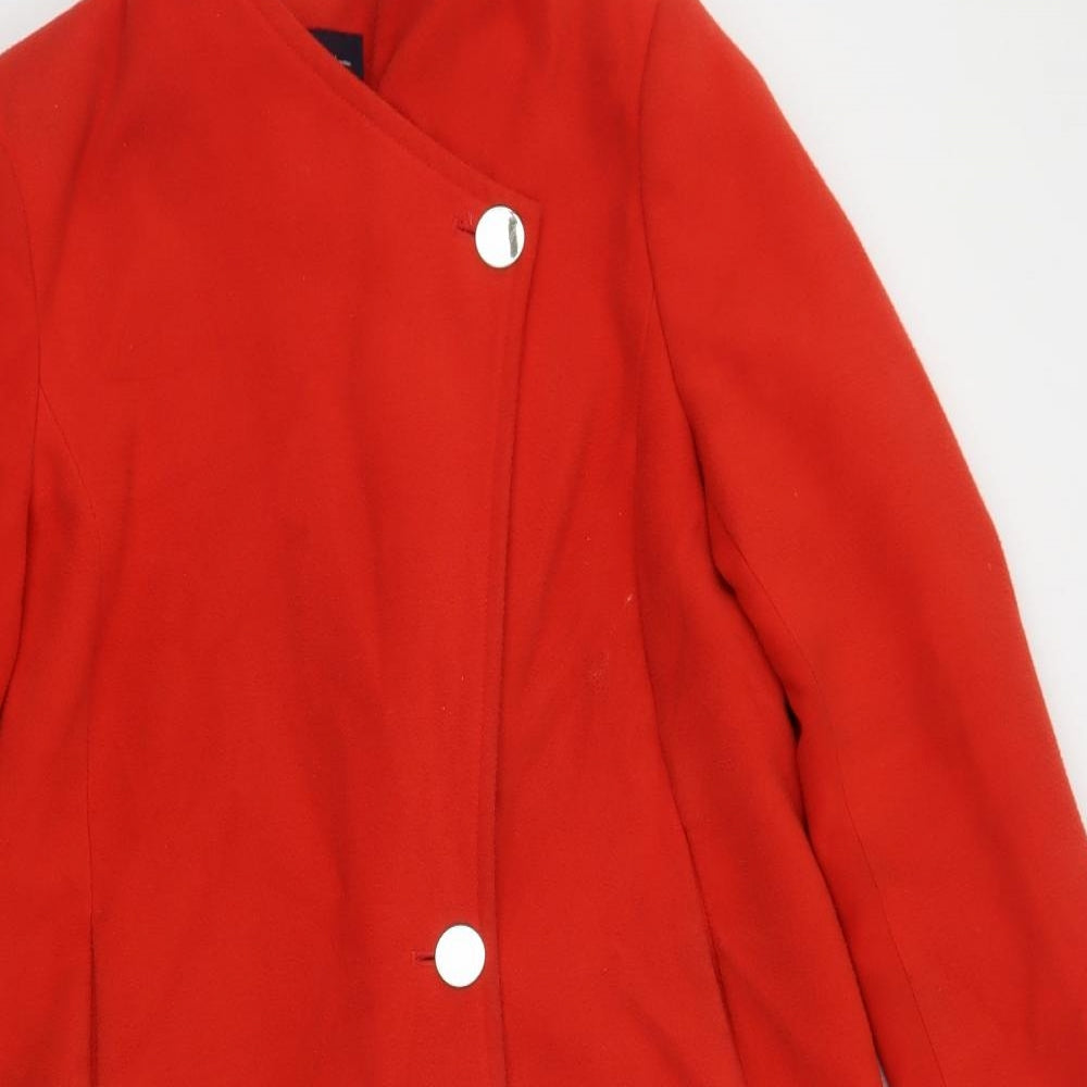 Marks and Spencer Womens Red Pea Coat Coat Size 12 Button
