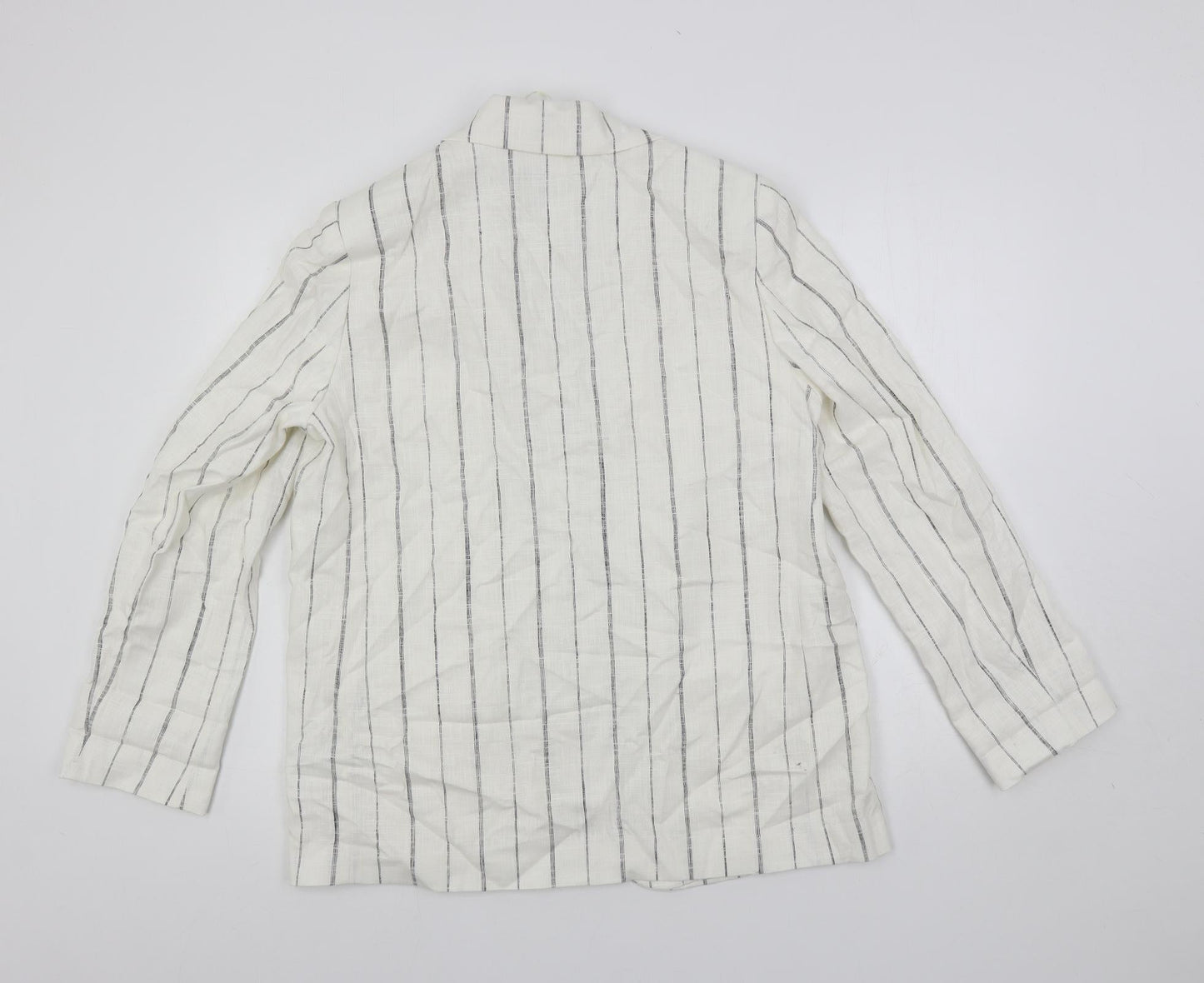 Marks and Spencer Womens White Striped Jacket Blazer Size 12 - Open
