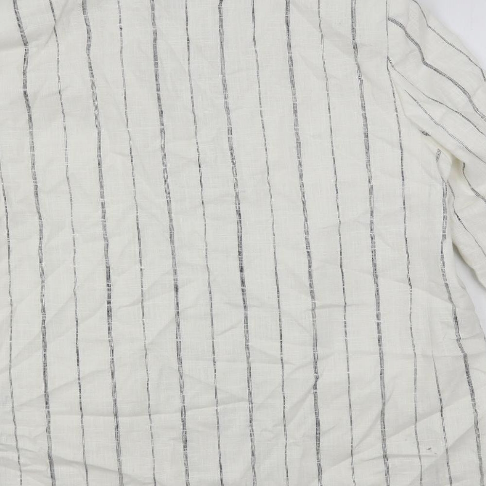 Marks and Spencer Womens White Striped Jacket Blazer Size 12 - Open
