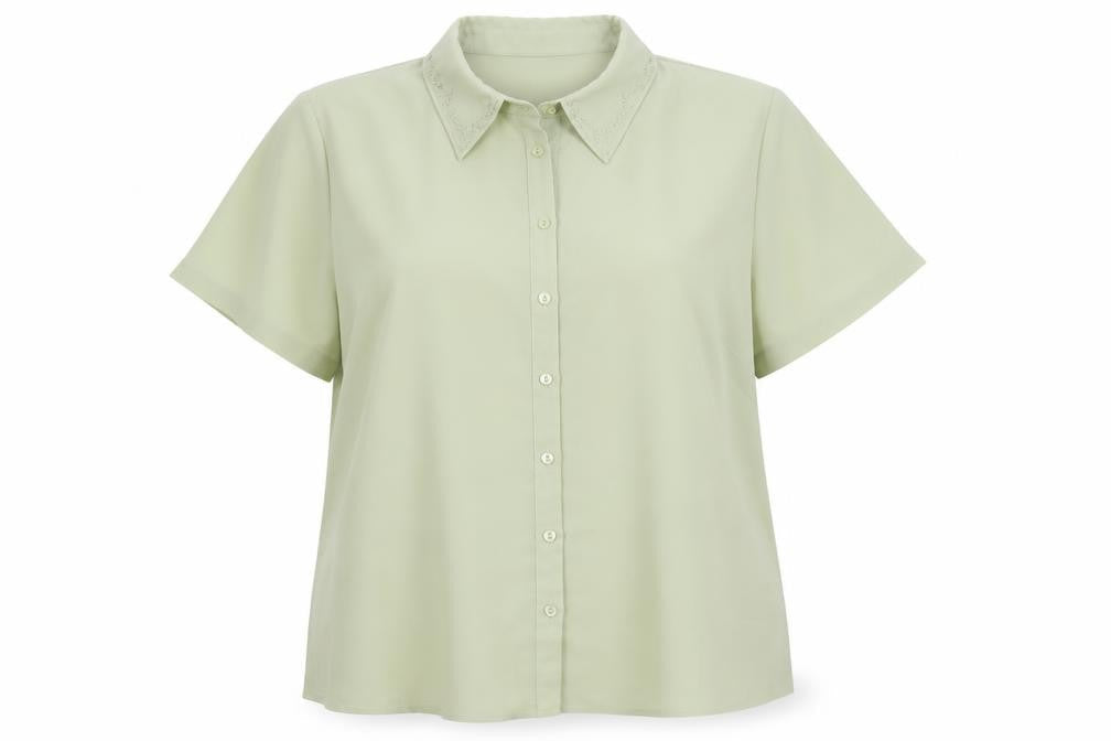 Bonmarché Womens Green Polyester Basic Button-Up Size 18 Collared - Embroidered