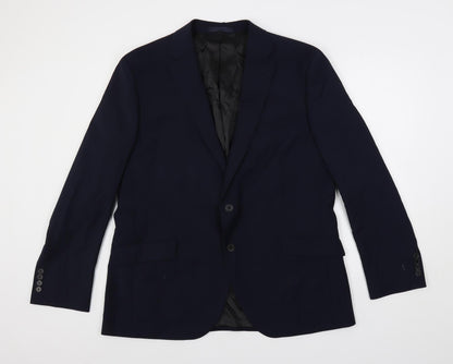 Additional front view of Autograph men’s blue wool jacket suit jacket, size 44, regular