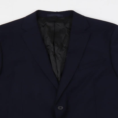 Close-up detail of Autograph men’s blue wool jacket suit jacket, size 44, regular