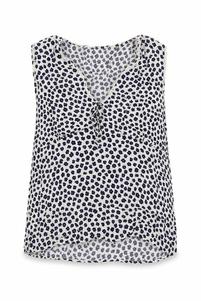 Marks & Spencer Womens Ivory Floral Viscose Basic Blouse Size 12 V-Neck