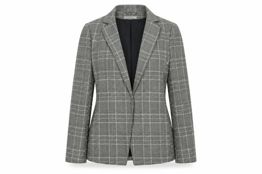 H&M Womens Grey Plaid Jacket Blazer Size 8