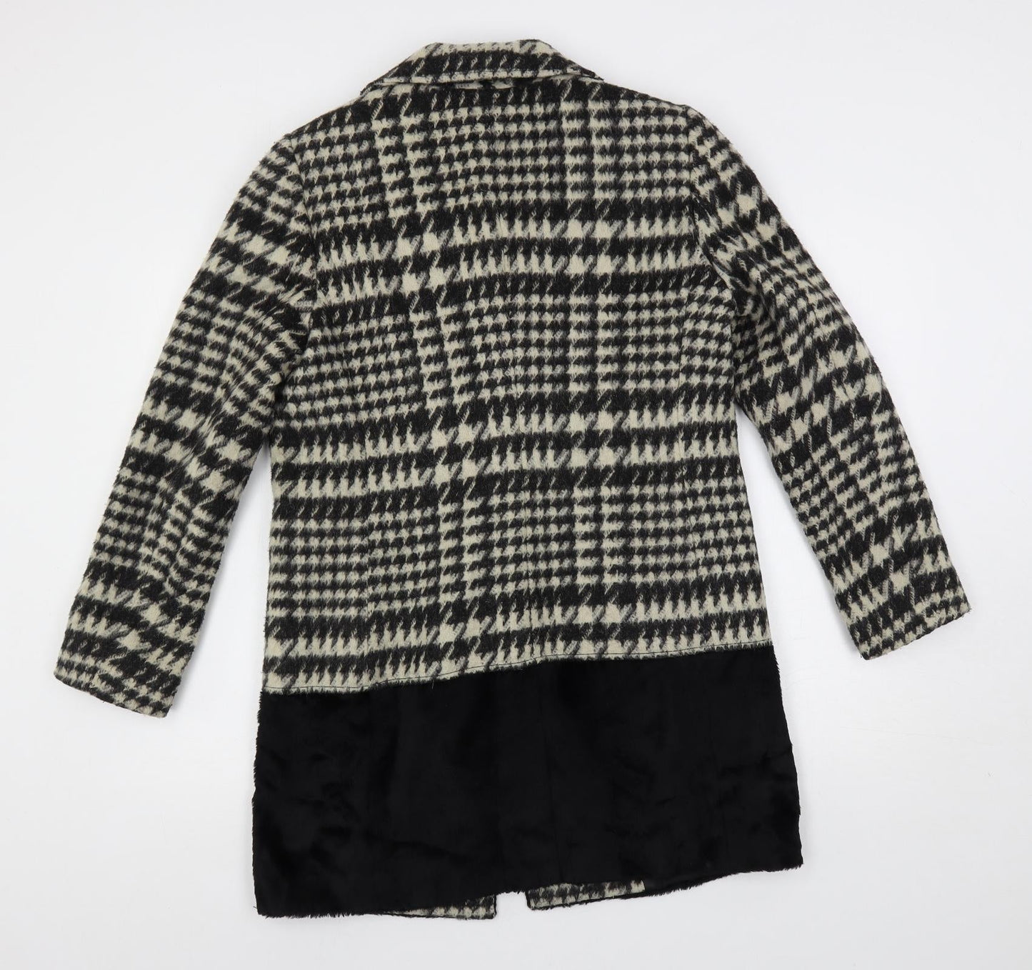 Marks and Spencer Womens Black Geometric Pea Coat Coat Size 12 Button