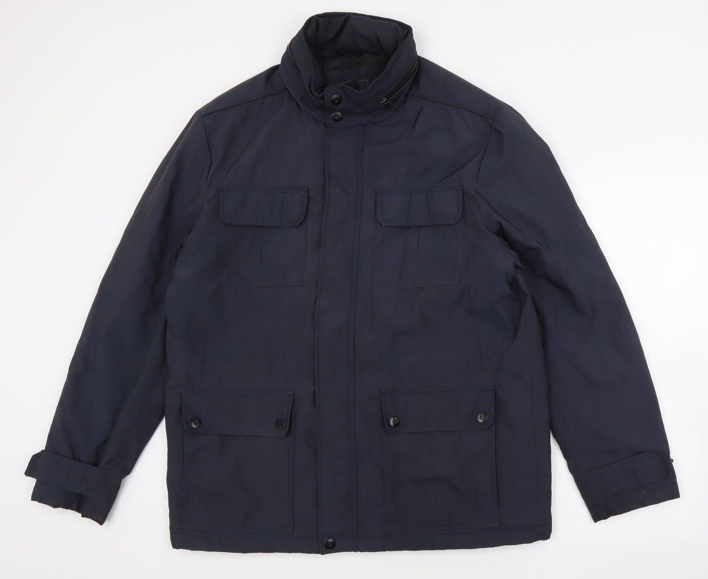 Marks and Spencer Mens Blue Rain Coat Coat Size L Zip