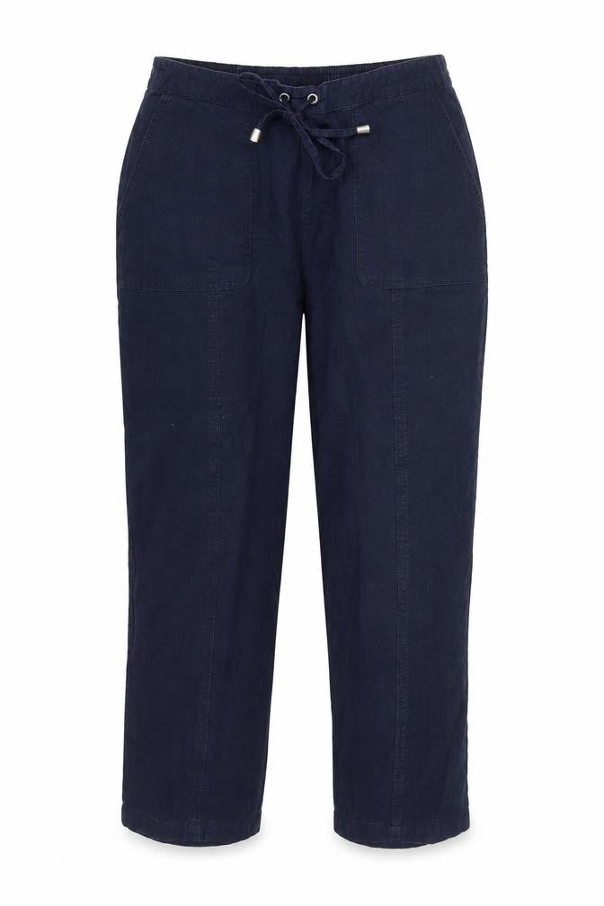 EWM Womens Blue Cotton Trousers Size 32 in L25 in Regular Drawstring - Elasticated Waist