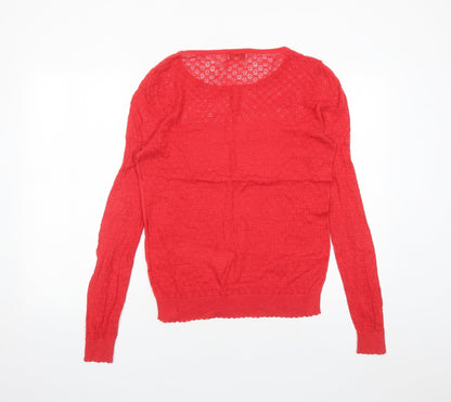 Next Womens Red Round Neck Acrylic Pullover Jumper Size 16