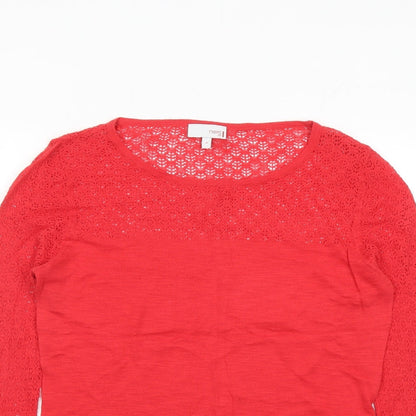 Next Womens Red Round Neck Acrylic Pullover Jumper Size 16