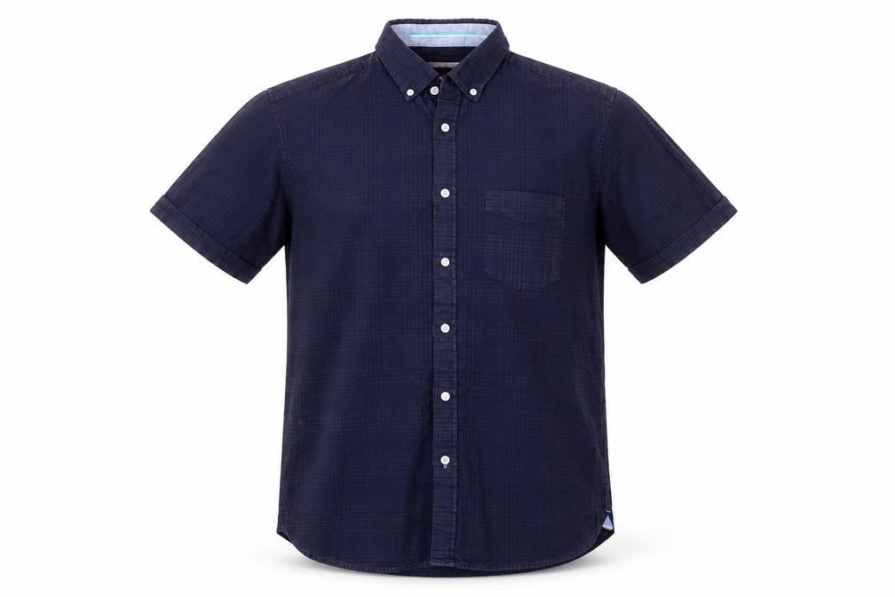 Blue Harbour Mens Blue Check Cotton Button-Up Size M Collared Button