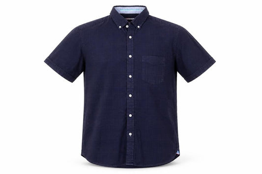 Blue Harbour Mens Blue Check Cotton Button-Up Size M Collared Button