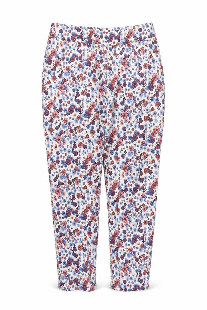 phase Womens Multicoloured Floral Polyester Carrot Trousers Size 14 L27 in Regular Zip