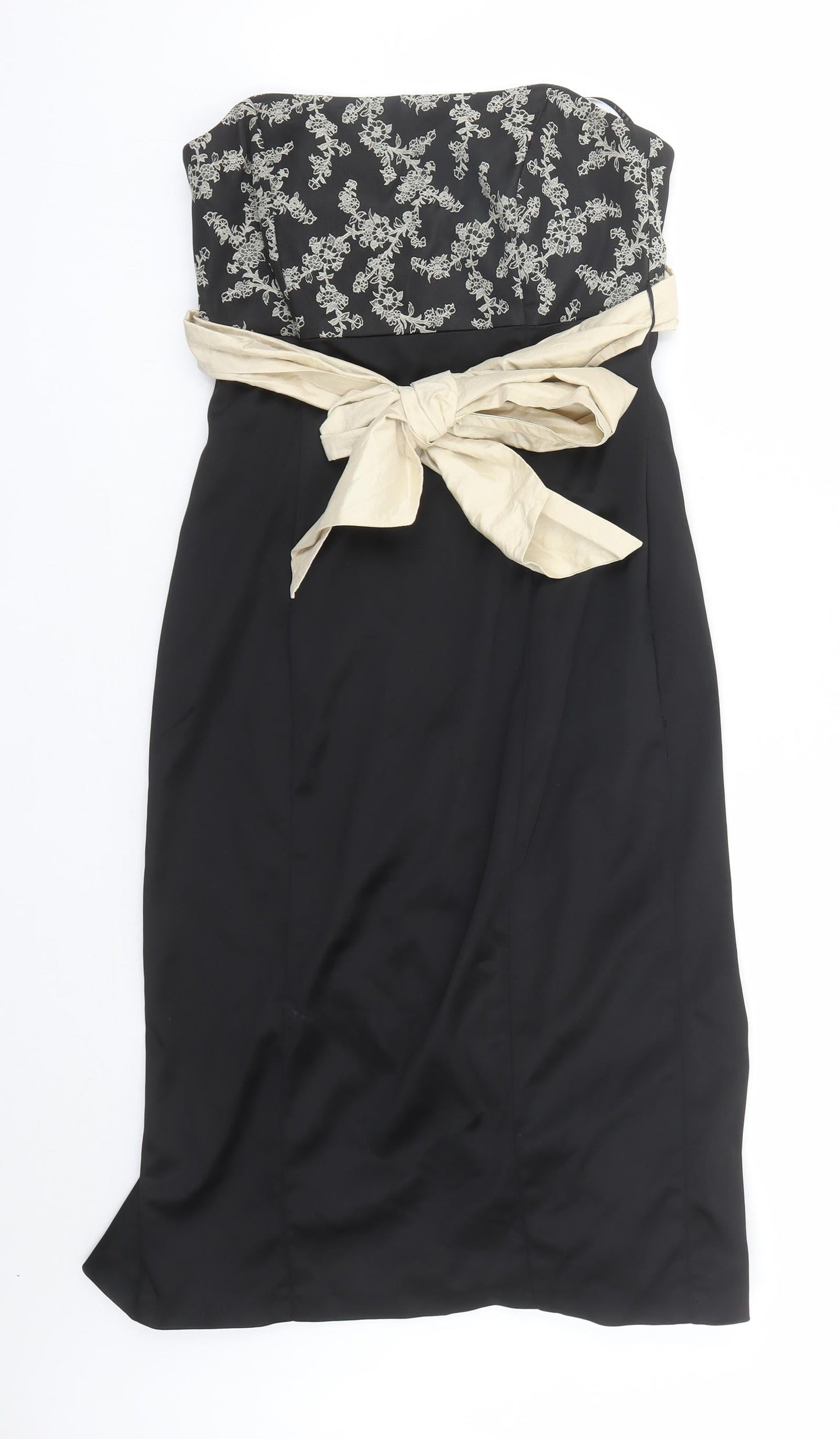 Coast Womens Black Floral Polyester A-Line Size 12 Off the Shoulder Zip - Belted