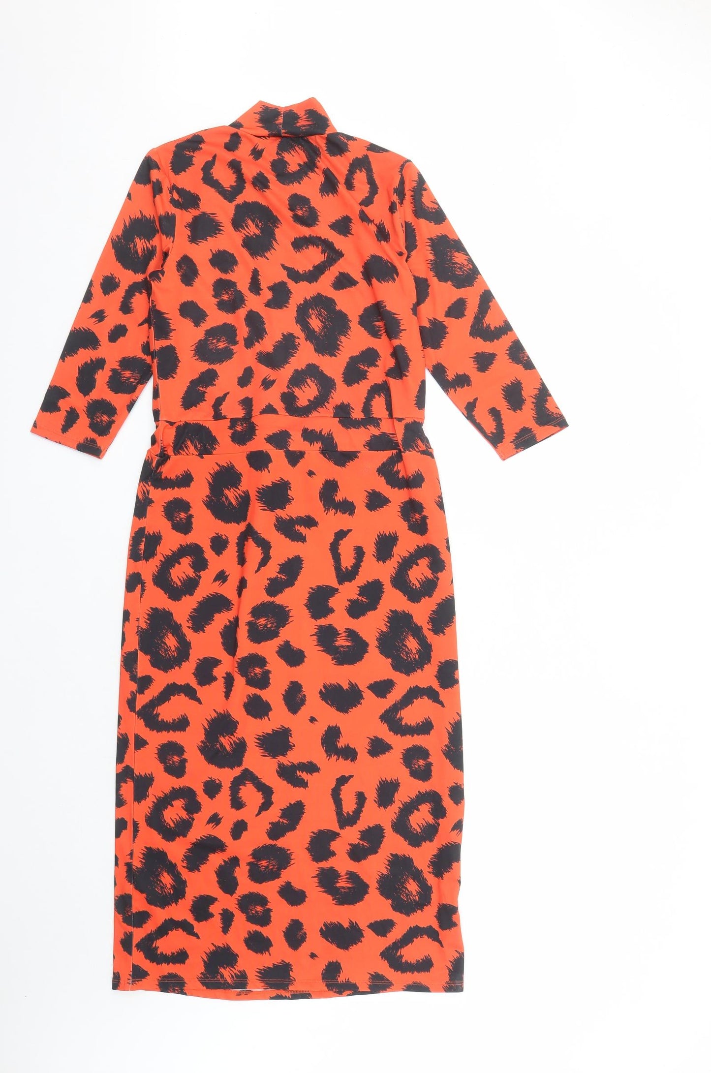 V By Very Womens Red Animal Print Polyester Pencil Dress Size 8 Mock Neck Pullover - Leopard Pattern