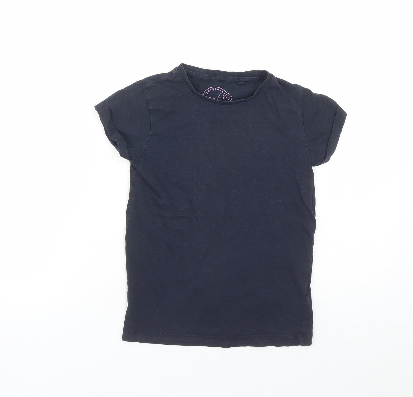 NEXT Girls Blue Cotton Basic T-Shirt Size 7 Years Round Neck Pullover