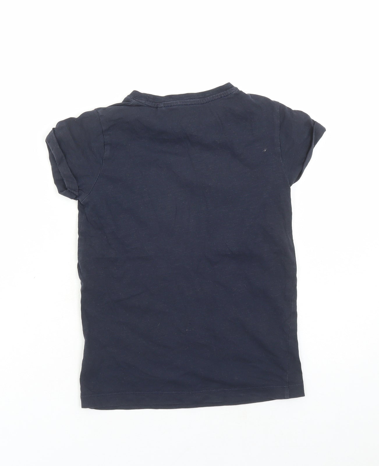 NEXT Girls Blue Cotton Basic T-Shirt Size 7 Years Round Neck Pullover