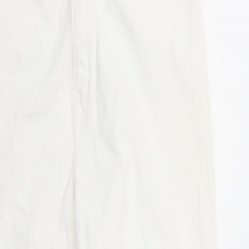 H&M Womens White Cotton Straight Jeans Size 10 L27 in Regular Zip