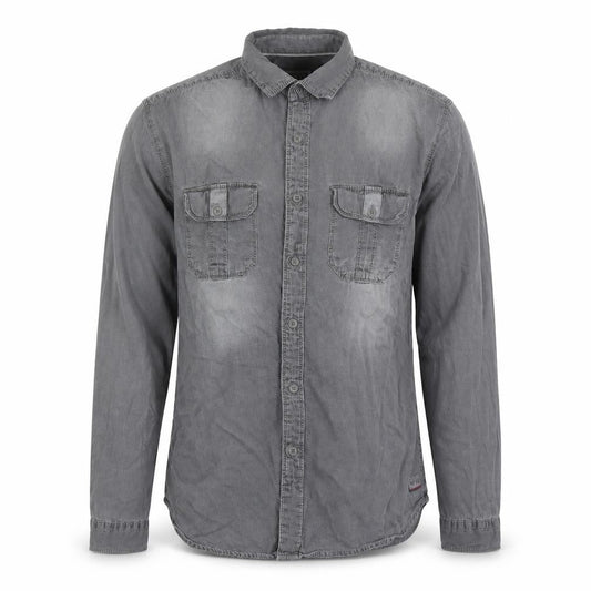DNMX Mens Grey Cotton Button-Up Size S Collared Button
