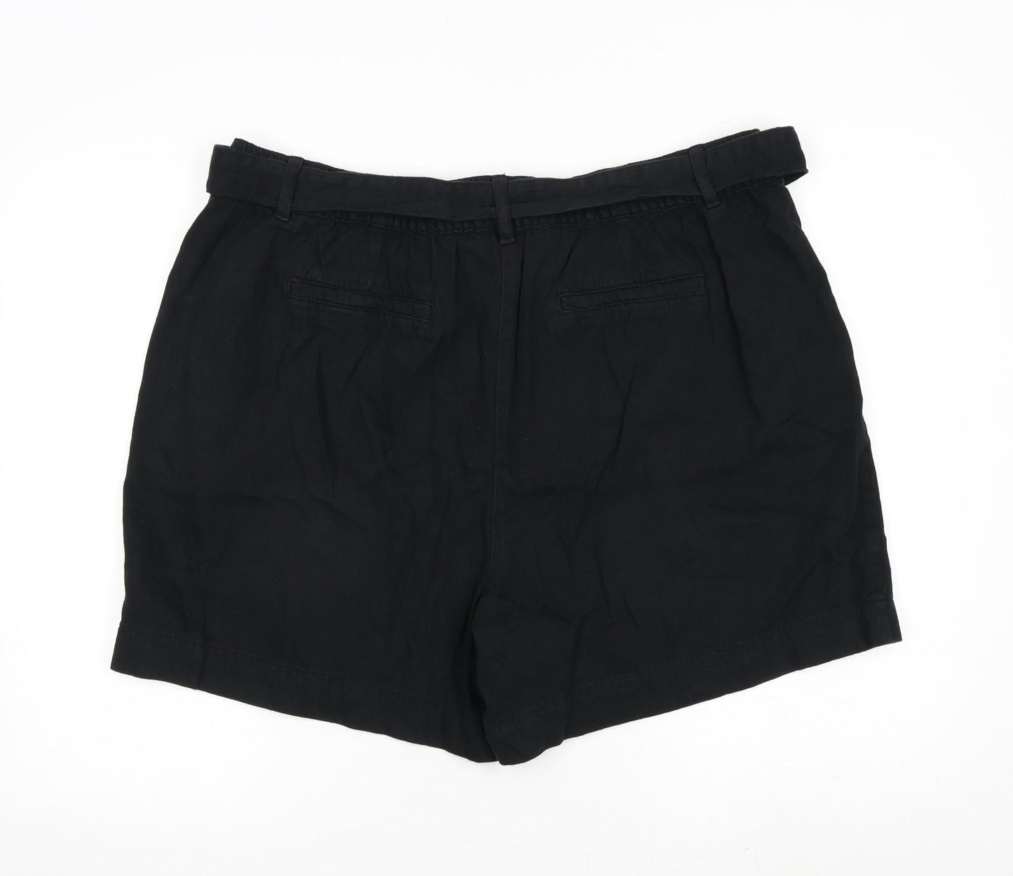 Per Una Womens Black 100% Cotton Basic Shorts Size 22 L6 in Regular Zip