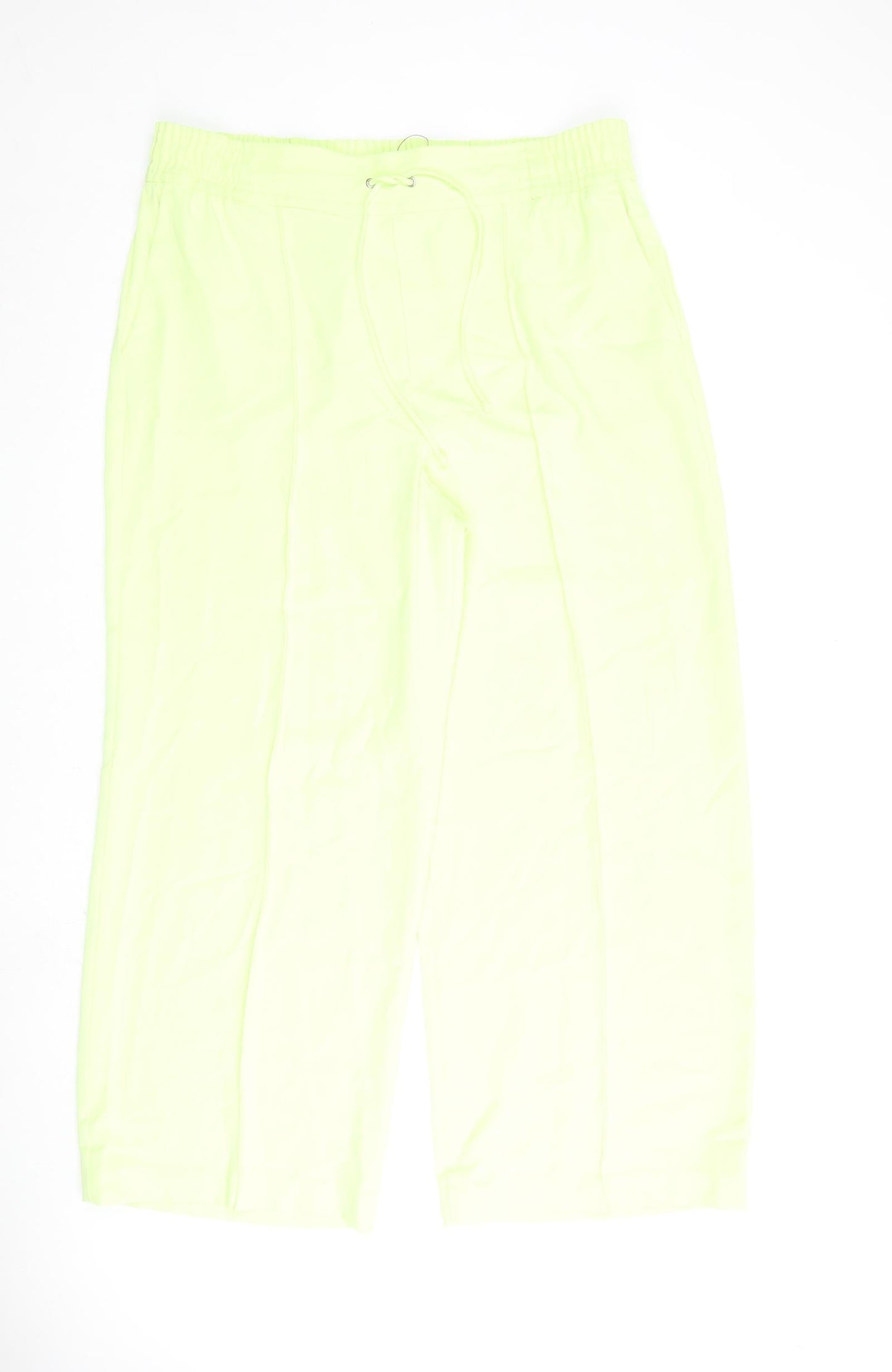 Marks and Spencer Womens Green Polyester Trousers Size 18 L30 in Regular Tie
