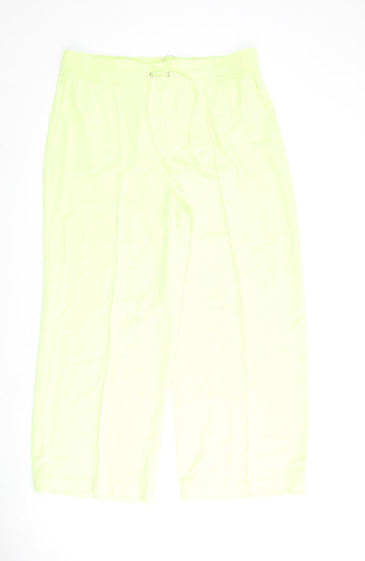 Marks and Spencer Womens Green Polyester Trousers Size 18 L30 in Regular Tie