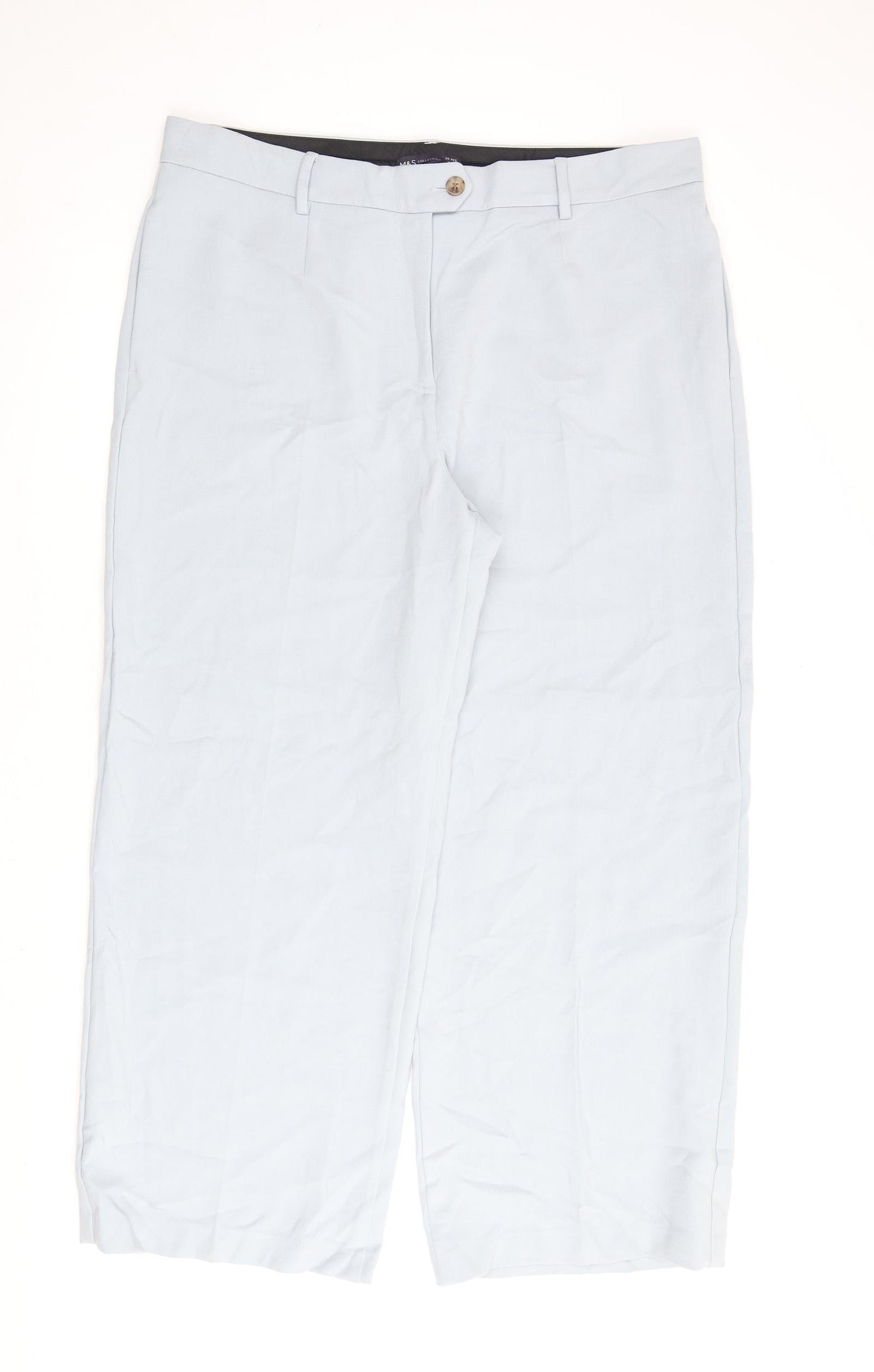 Marks and Spencer Womens Blue Polyester Trousers Size 20 L30 in Regular Zip