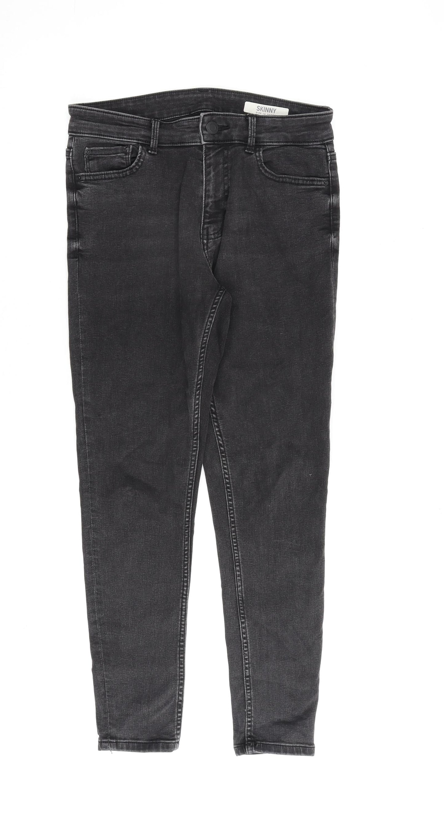 Marks and Spencer Womens Grey Cotton Skinny Jeans Size 10 L28 in Regular Zip