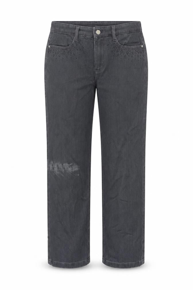 Marks & Spencer Womens Grey Cotton Straight Jeans Size 12 L28.5 in Regular Zip