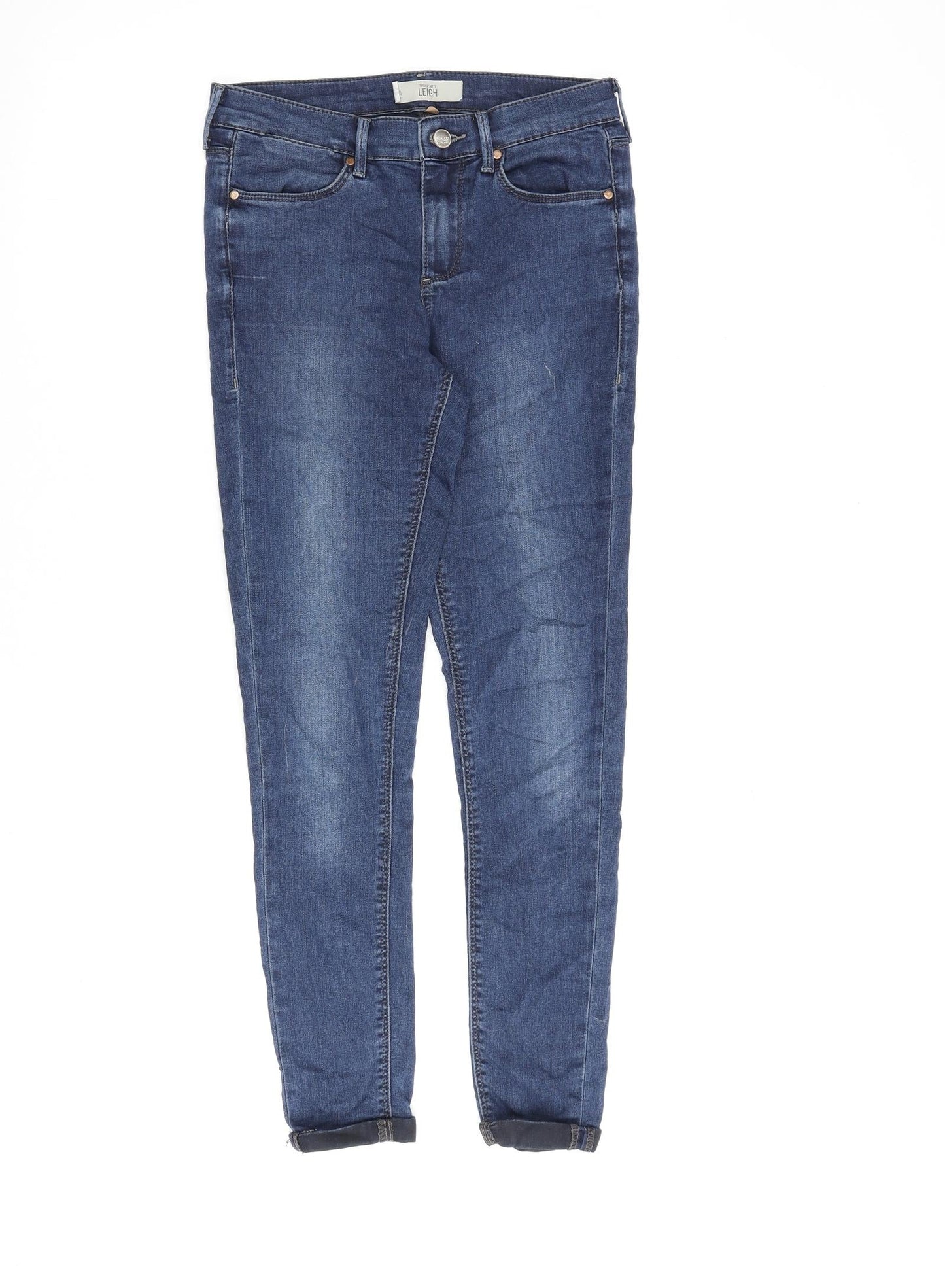 Topshop Womens Blue Cotton Skinny Jeans Size 28 in L30 in Extra-Slim Zip