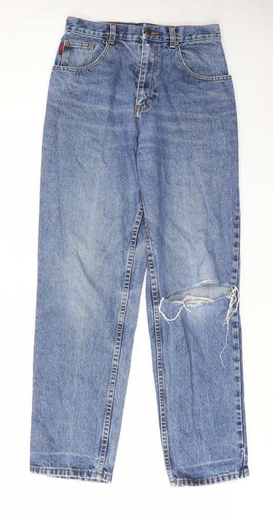 Zantos Womens Blue Cotton Straight Jeans Size 28 in L30 in Regular Zip - Pockets, Belt Loops