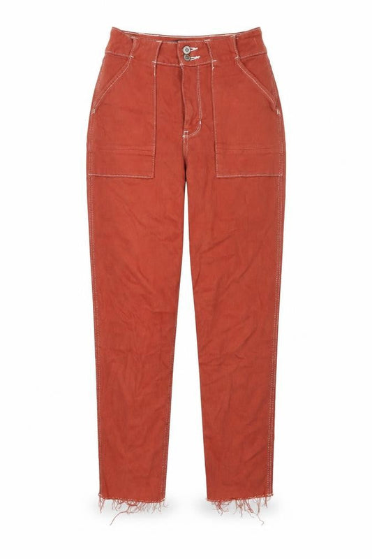 Hollister Womens Orange Cotton Straight Jeans Size 27 in L27 in Regular Zip - Pockets, Raw Hem