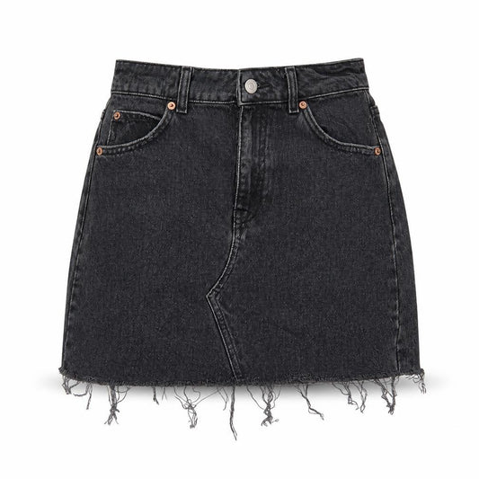 Topshop Womens Grey Cotton A-Line Skirt Size 8 Zip - Distressed, Pockets, Belt Loops