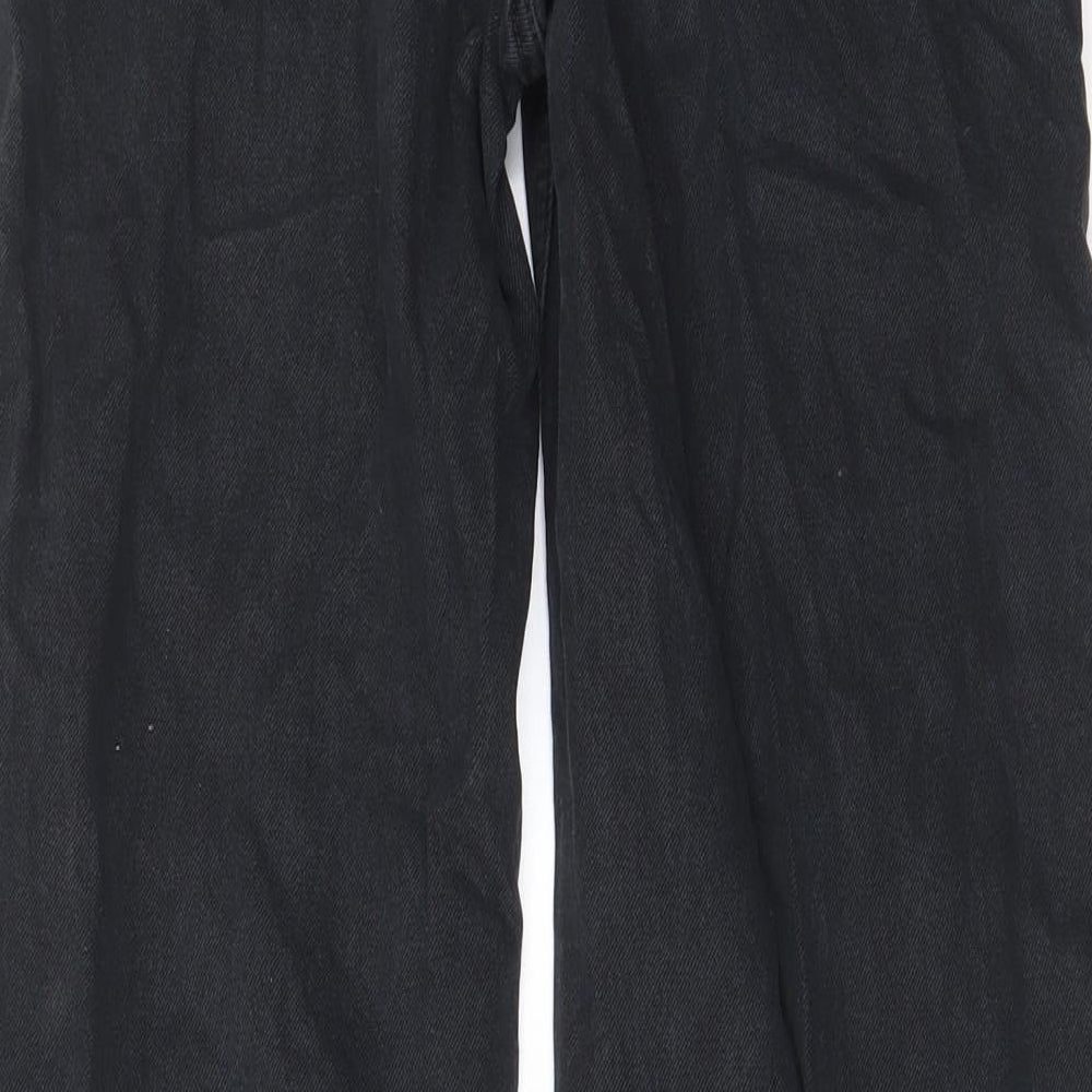H&M Womens Grey Cotton Wide-Leg Jeans Size 6 L29 in Regular Zip - Pockets, Belt Loops