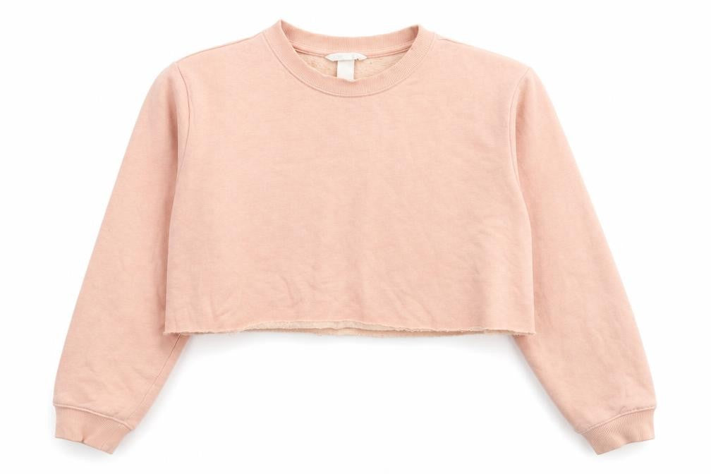 H&M Womens Beige Cotton Pullover Sweatshirt Size S Pullover - Cropped