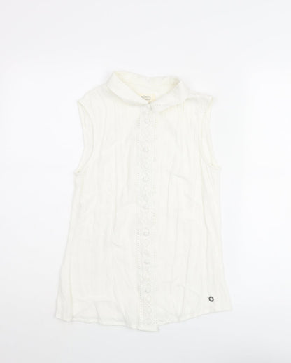 Nümph Womens White Polyester Basic Blouse Size 12 Collared - Lace Trim