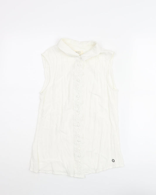 Nümph Womens White Polyester Basic Blouse Size 12 Collared - Lace Trim