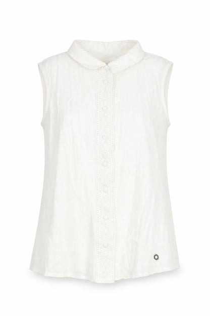 Nümph Womens White Polyester Basic Blouse Size 12 Collared - Lace Trim
