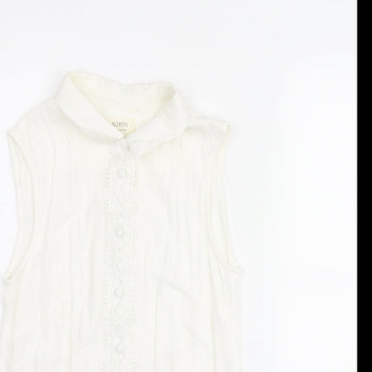 Nümph Womens White Polyester Basic Blouse Size 12 Collared - Lace Trim