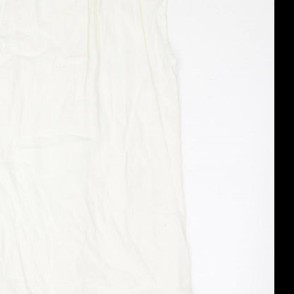 Nümph Womens White Polyester Basic Blouse Size 12 Collared - Lace Trim