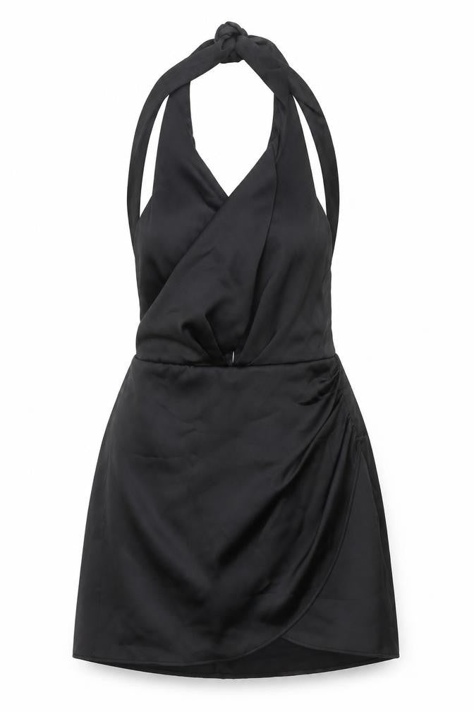 Zara Womens Black Polyester Basic Blouse Size S Halter - Rouched