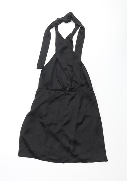Zara Womens Black Polyester Basic Blouse Size S Halter - Rouched