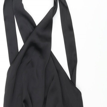 Zara Womens Black Polyester Basic Blouse Size S Halter - Rouched