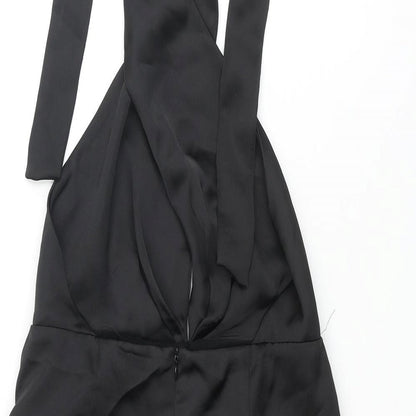 Zara Womens Black Polyester Basic Blouse Size S Halter - Rouched