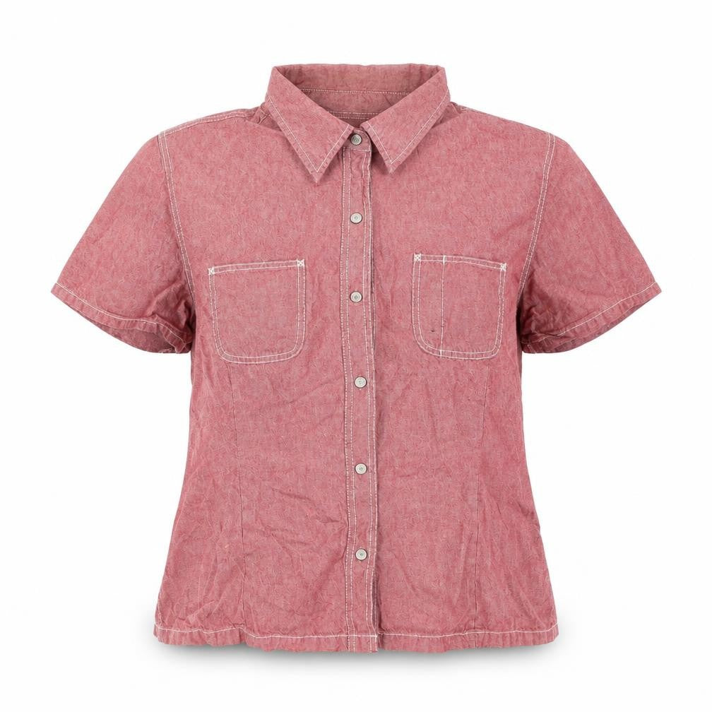 Gap Womens Red Polyester Basic Button-Up Size XL Collared