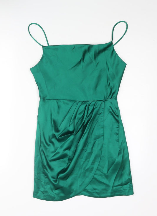 Zara Womens Green Polyester Mini Size S Square Neck Zip