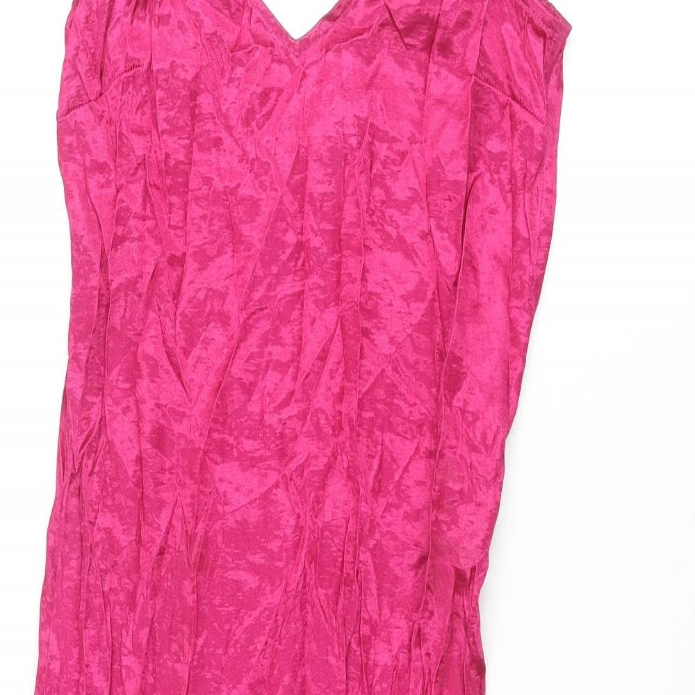 Divided by H&M Womens Pink Polyester Slip Dress Size 8 V-Neck Pullover