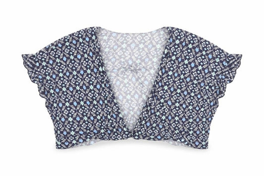 Hollister Womens Blue Geometric Viscose Kimono Blouse One Size V-Neck