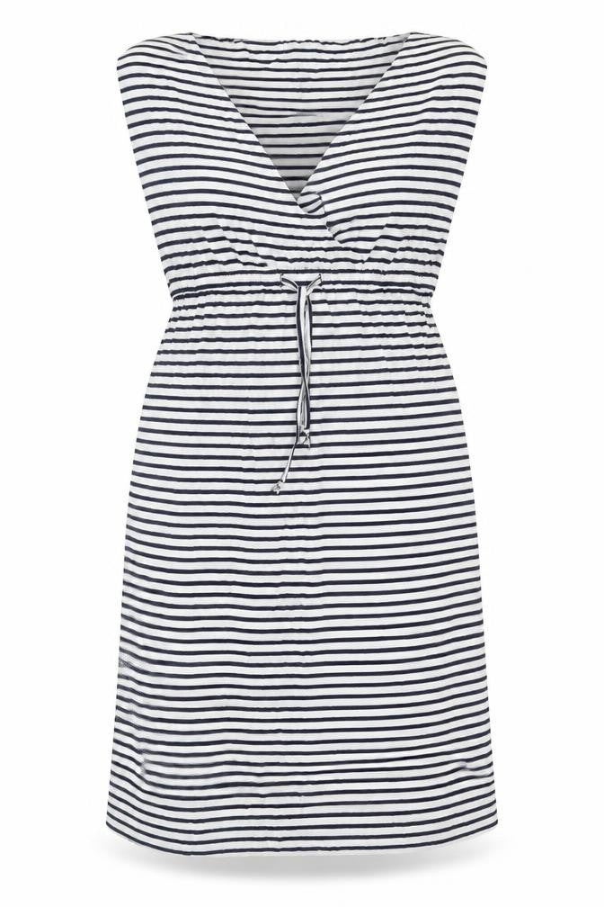 John Lewis Womens White Striped Viscose A-Line Size M Square Neck Pullover - Drawstring