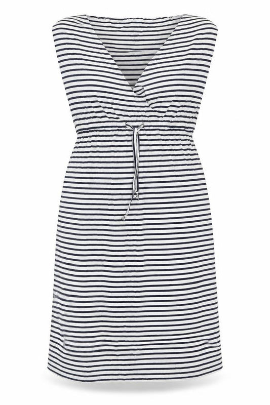 John Lewis Womens White Striped Viscose A-Line Size M Square Neck Pullover - Drawstring