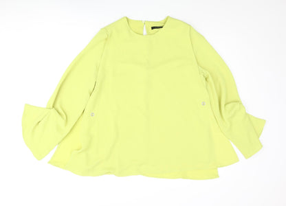Additional front view of Autograph women’s green polyester basic blouse, size UK 10, round neck - layered